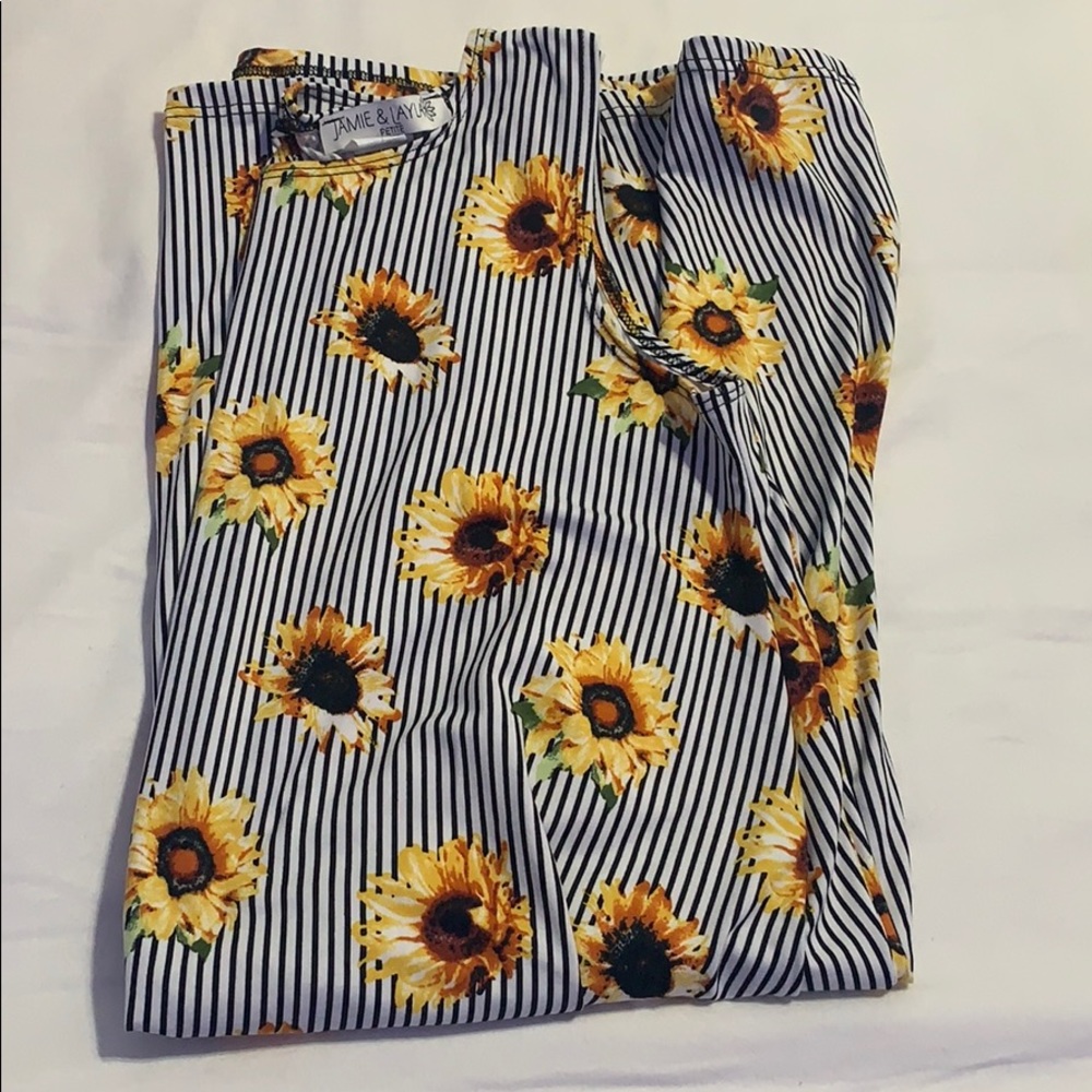 stripped dress with sunflowers